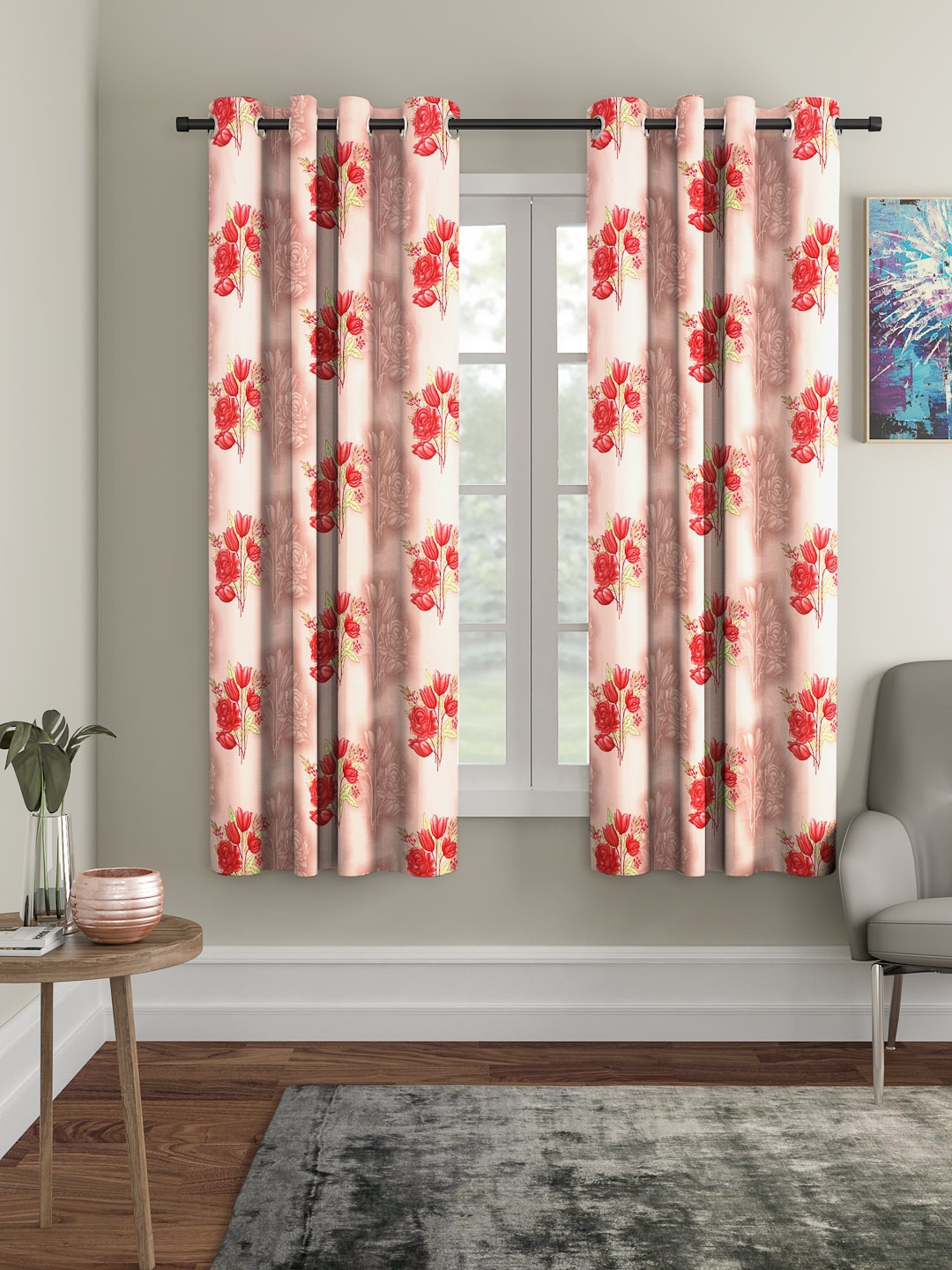

Cortina Pink & Red Set of 2 Curtains