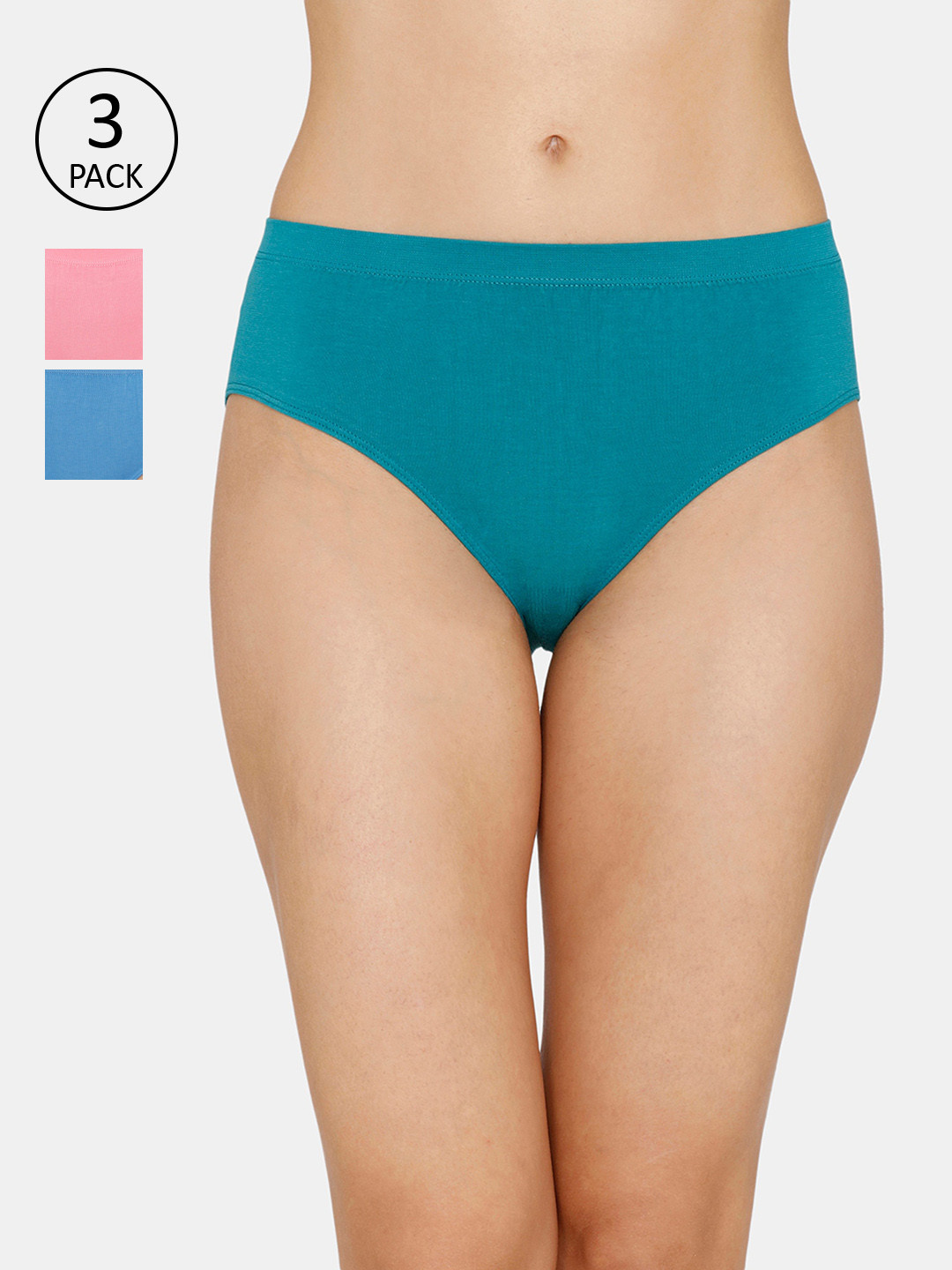 

Zivame Women Pack of 3 Assorted Hipster Briefs ZI2539FASH, Blue