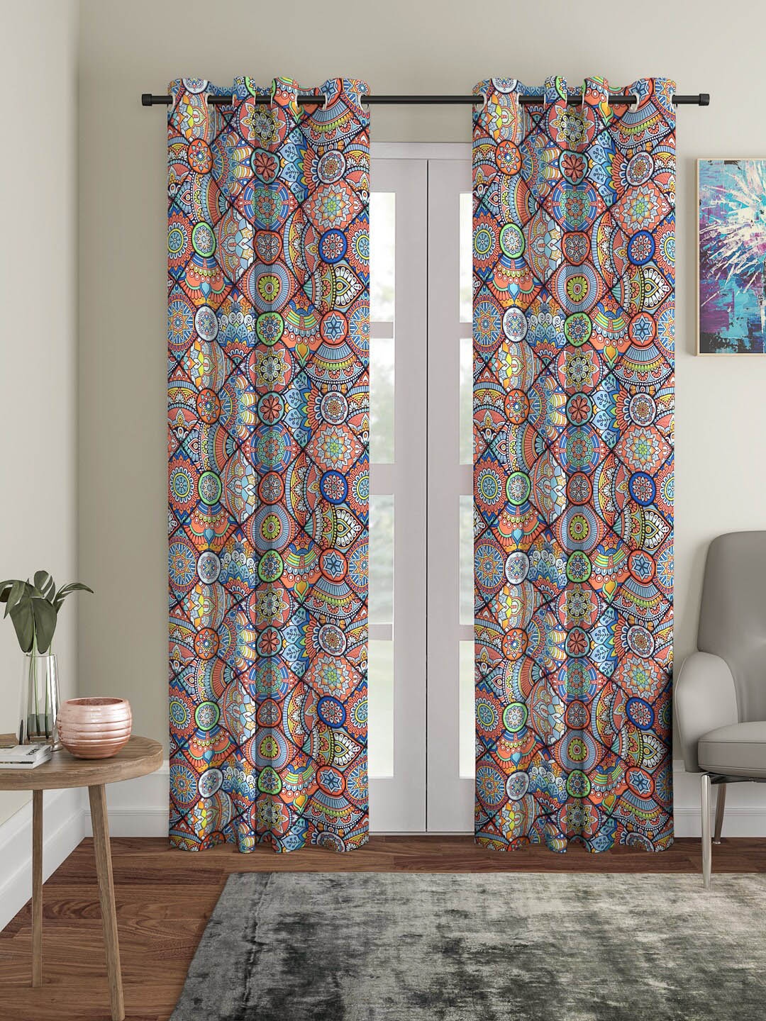 

Cortina Blue & Orange Set of 2 Digital Printed Door Curtains