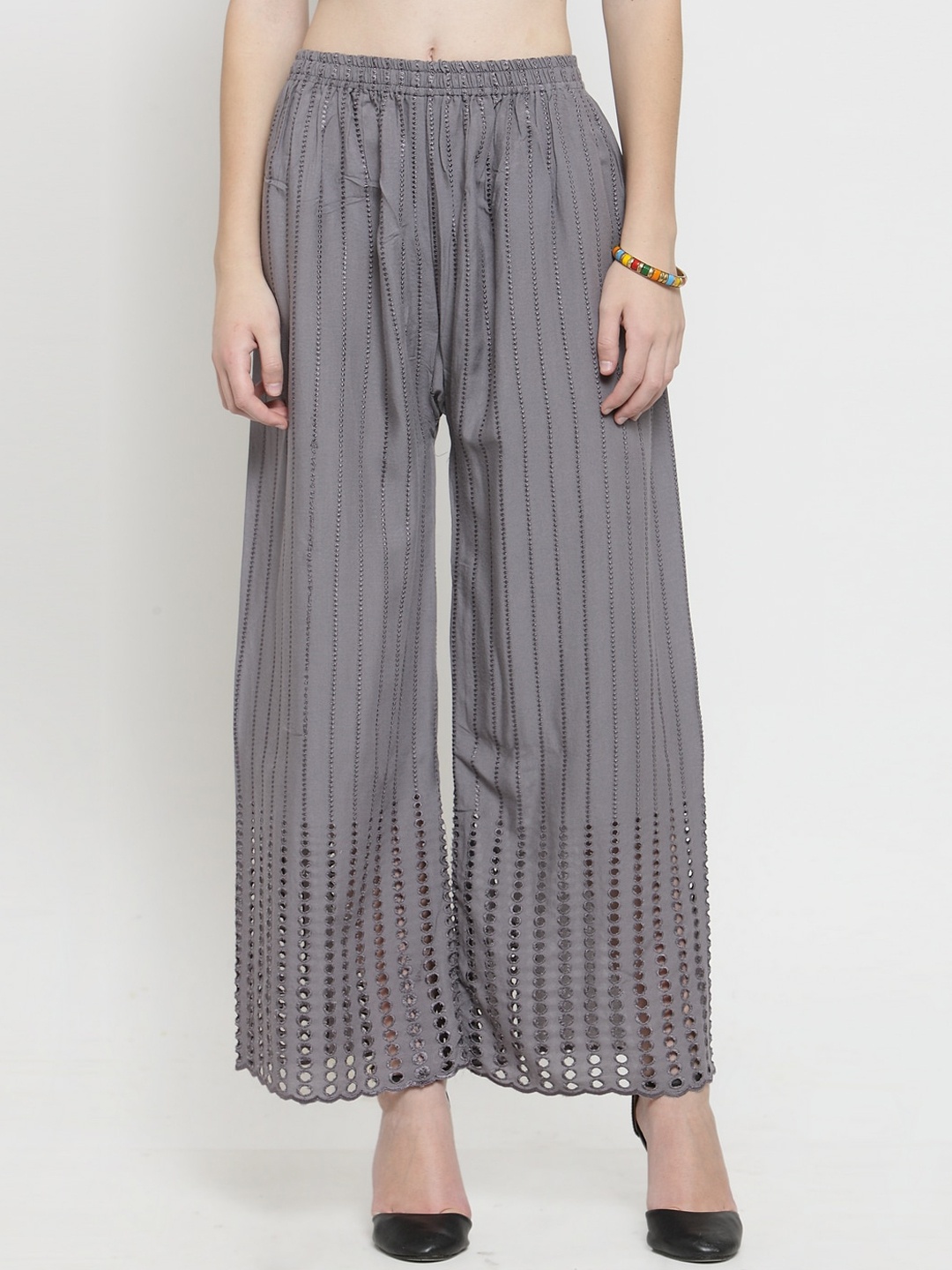 

Clora Creation Women Grey Solid Straight Palazzo