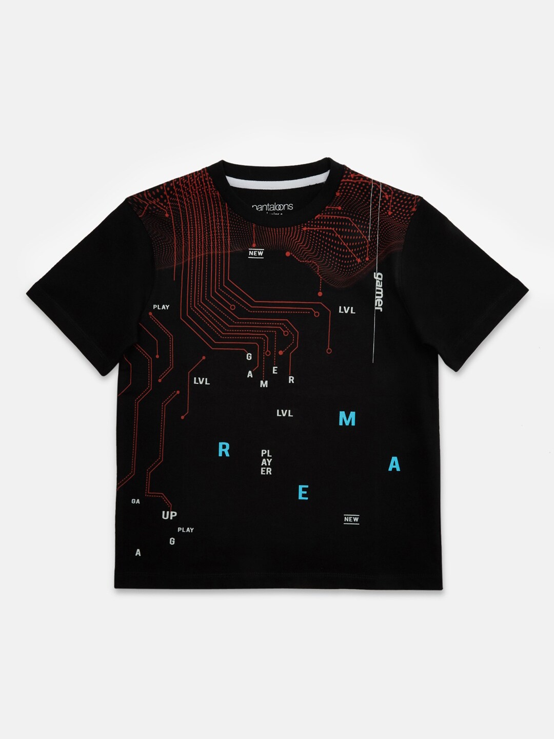 

Pantaloons Junior Boys Black Printed Round Neck T-shirt
