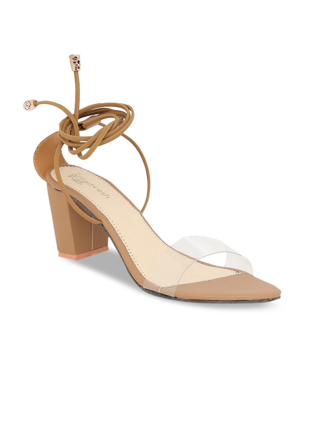 

Padvesh Women Tan & Transparent Solid Sandals