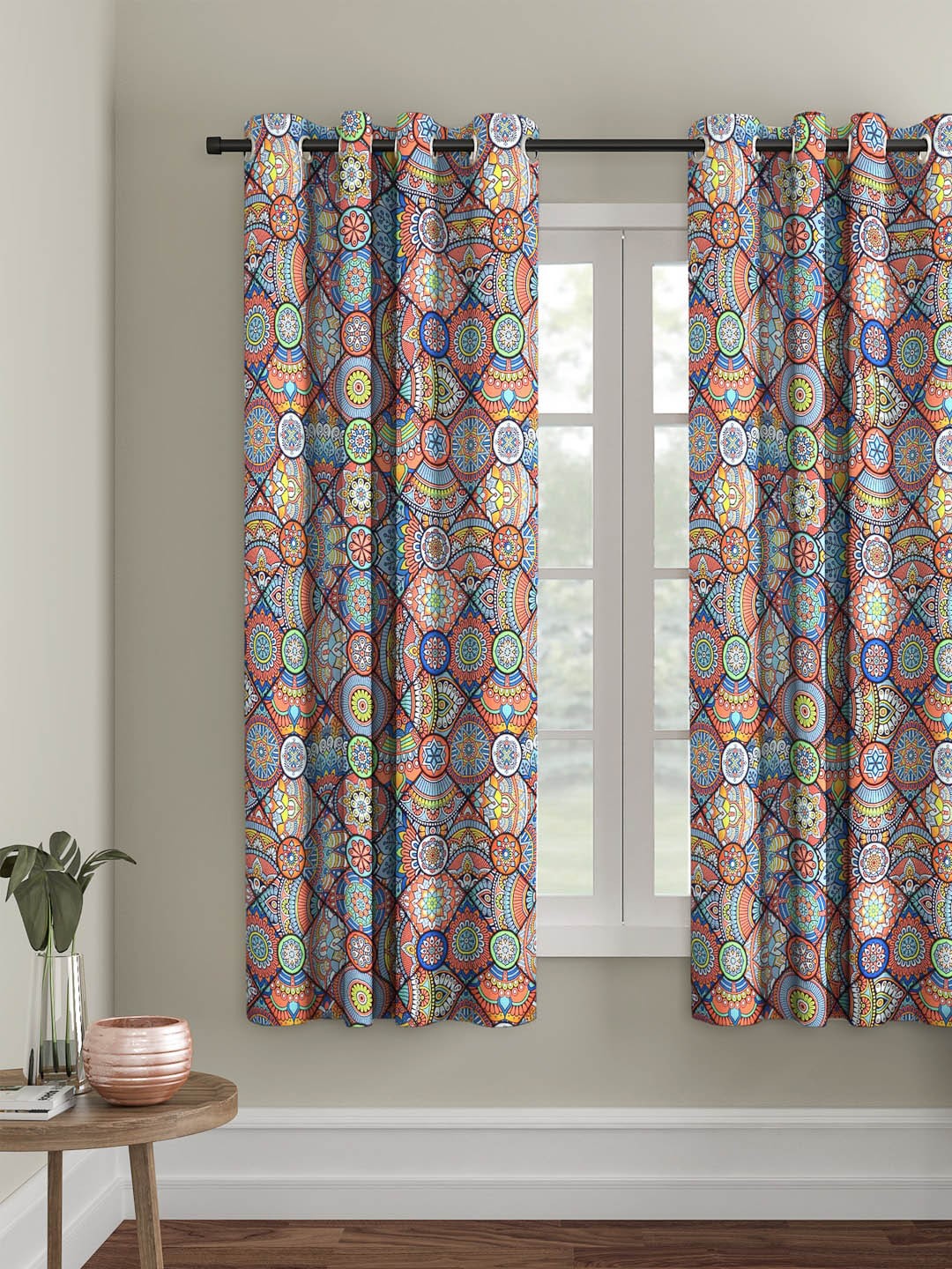 

Cortina Multicoloured Set of 2 Digital Printed Window Curtains, Orange