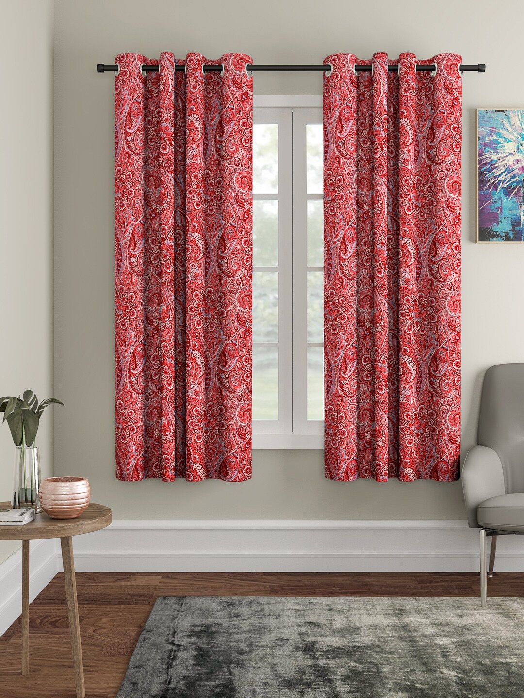 

Cortina Red & Pink Set of 2 Printed Window Curtains