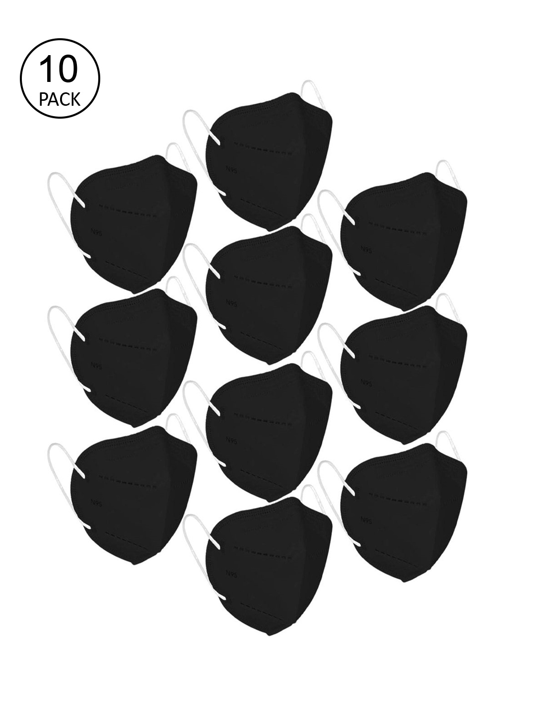 

OOMPH Unisex Pack Of 10 Black Solid 5-Ply Reusable KN95 Masks