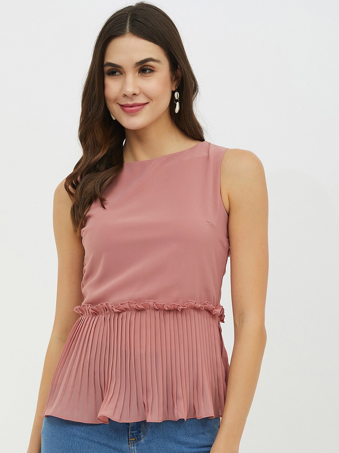 

Harpa Women Pink Solid Peplum Top