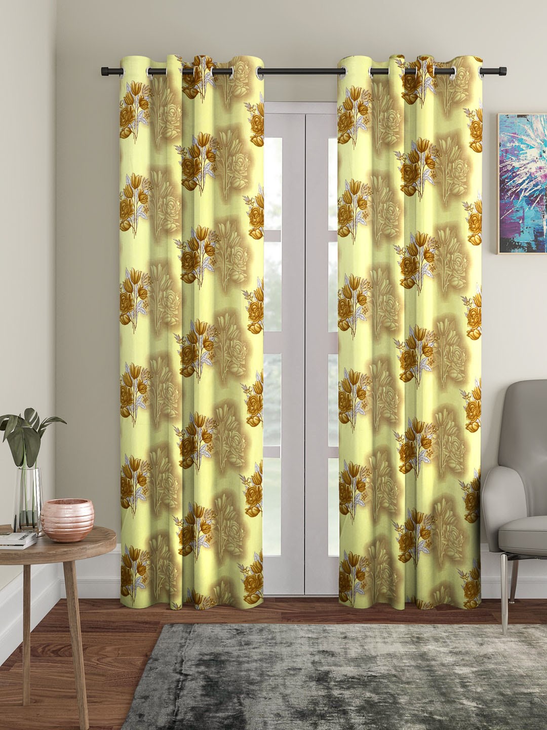 

Cortina Yellow & Brown Set Of 2 Door Curtains