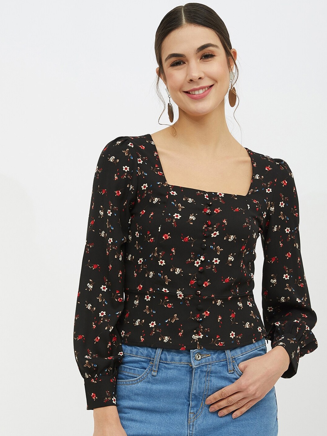 Harpa Women Black Printed Top