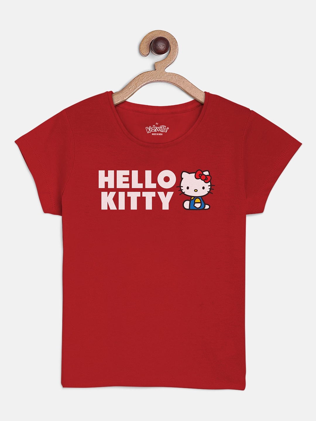 

Kids Ville Hello Kitty Printed Red Tshirt for Girls