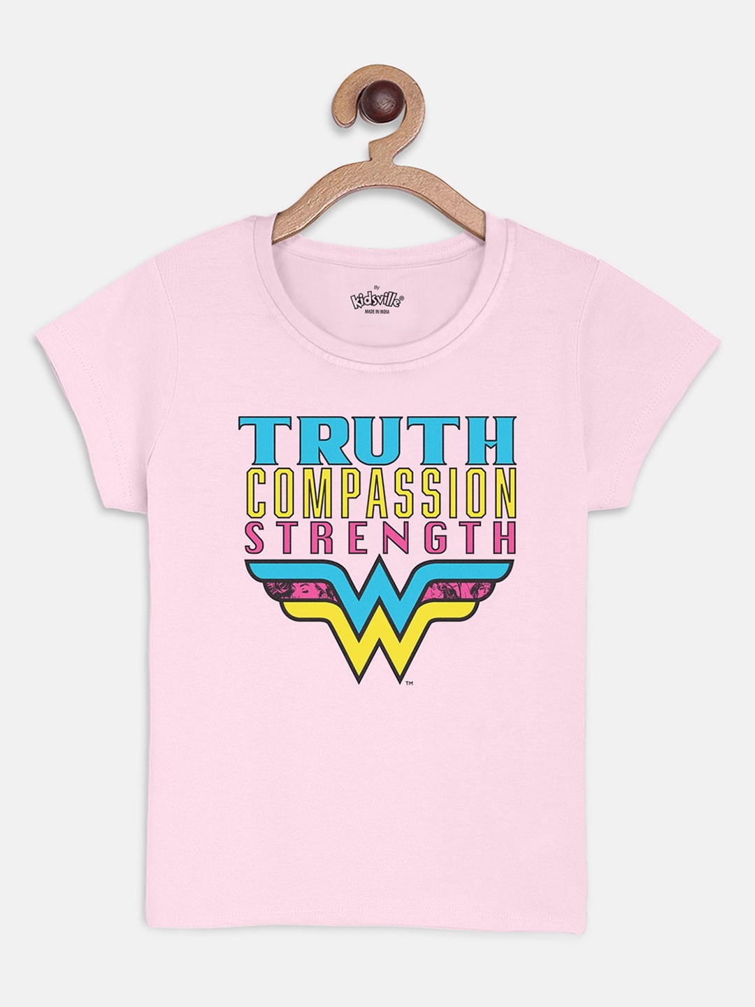 

Kids Ville Wonder Woman Printed Pink Tshirt for Girls