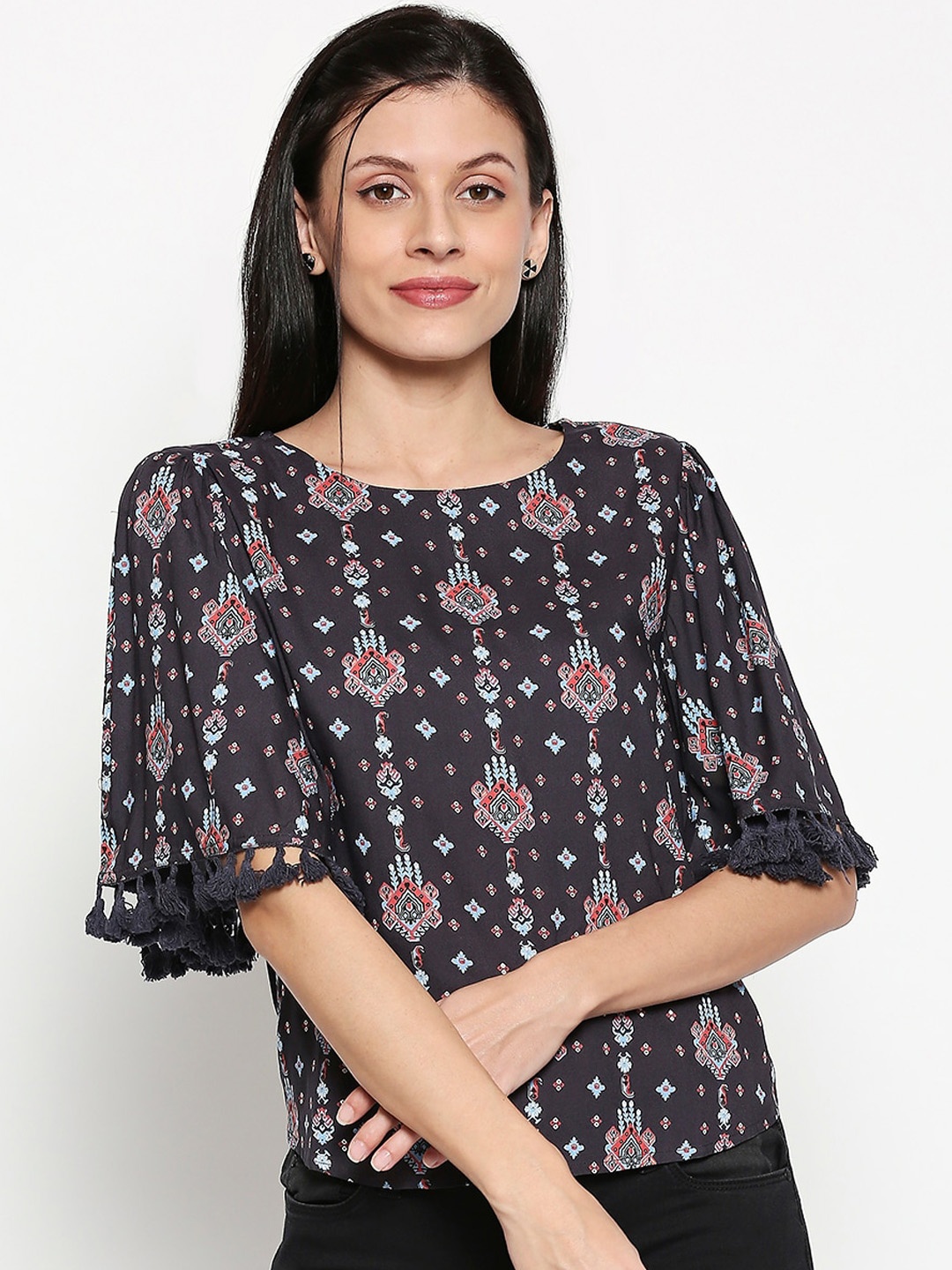 

People Women Grey Printed Top