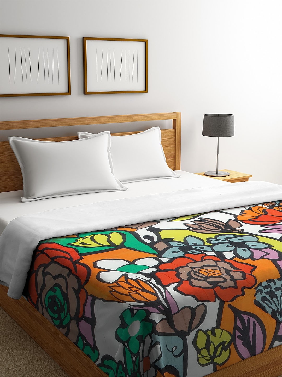 

REME Multicoloured Floral Heavy Winter 150 GSM Double Bed Quilt, Multi