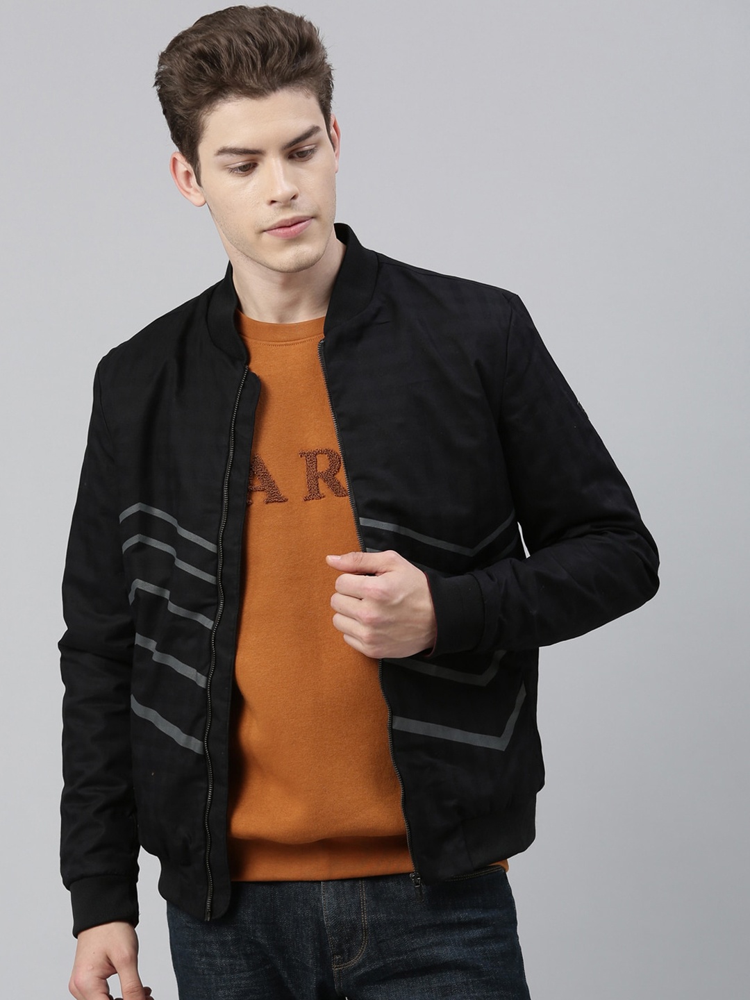 

RARE RABBIT Men Black Solid Open Front Jacket