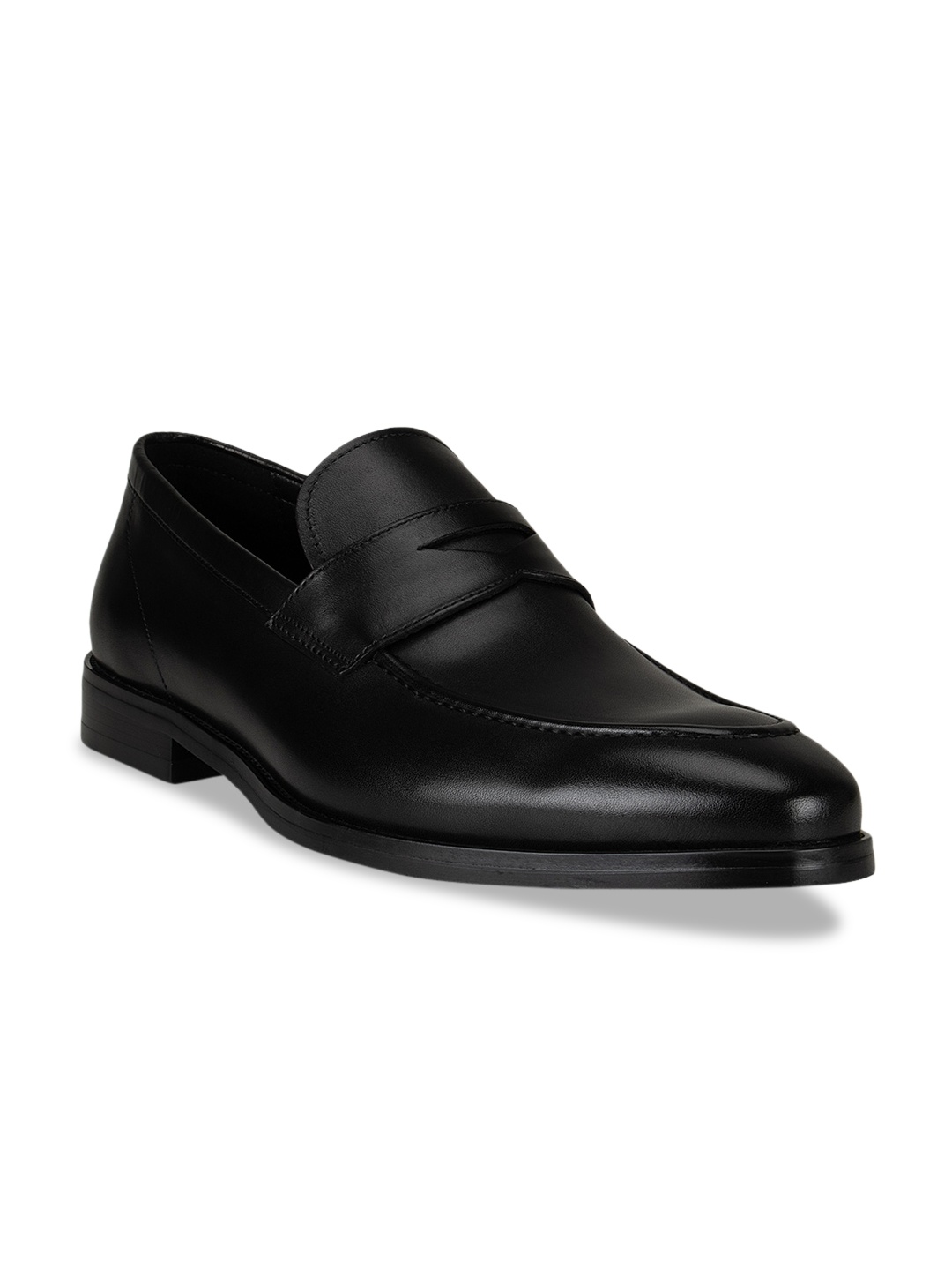 

ROSSO BRUNELLO Men Black Solid Leather Formal Loafers