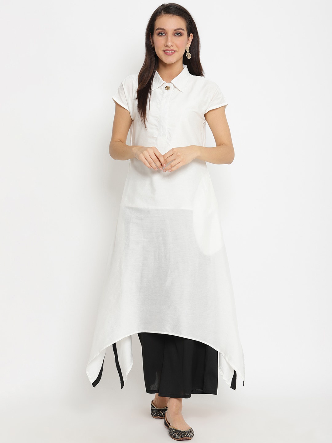 

Abhishti Women White Solid A-Line Kurta