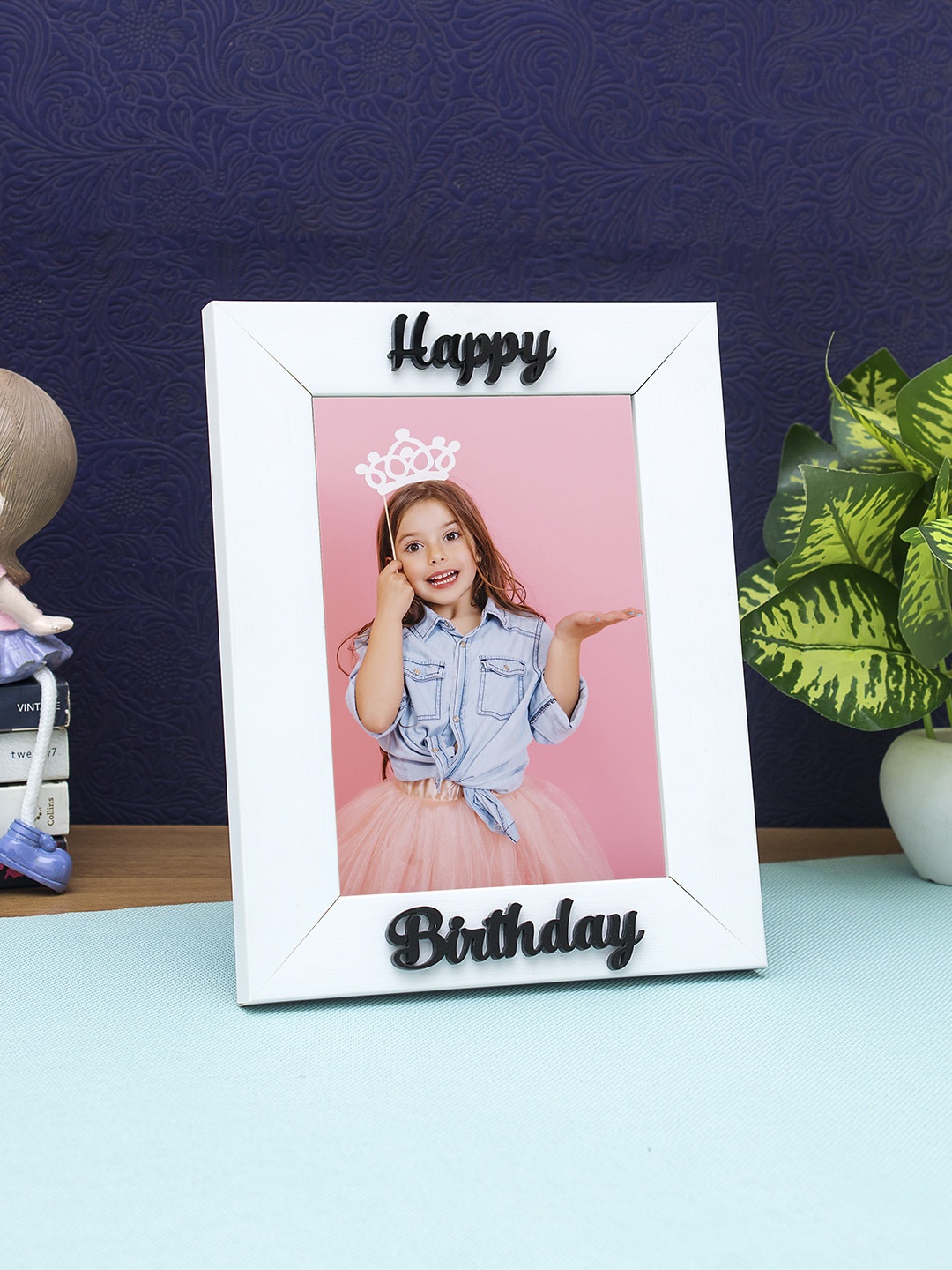

WISHTANK White & Black Happy Birthday Table-Top Photo Frame