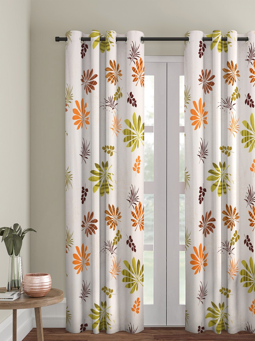 

Cortina Beige & Orange Single Digital Printed Door Curtain, White