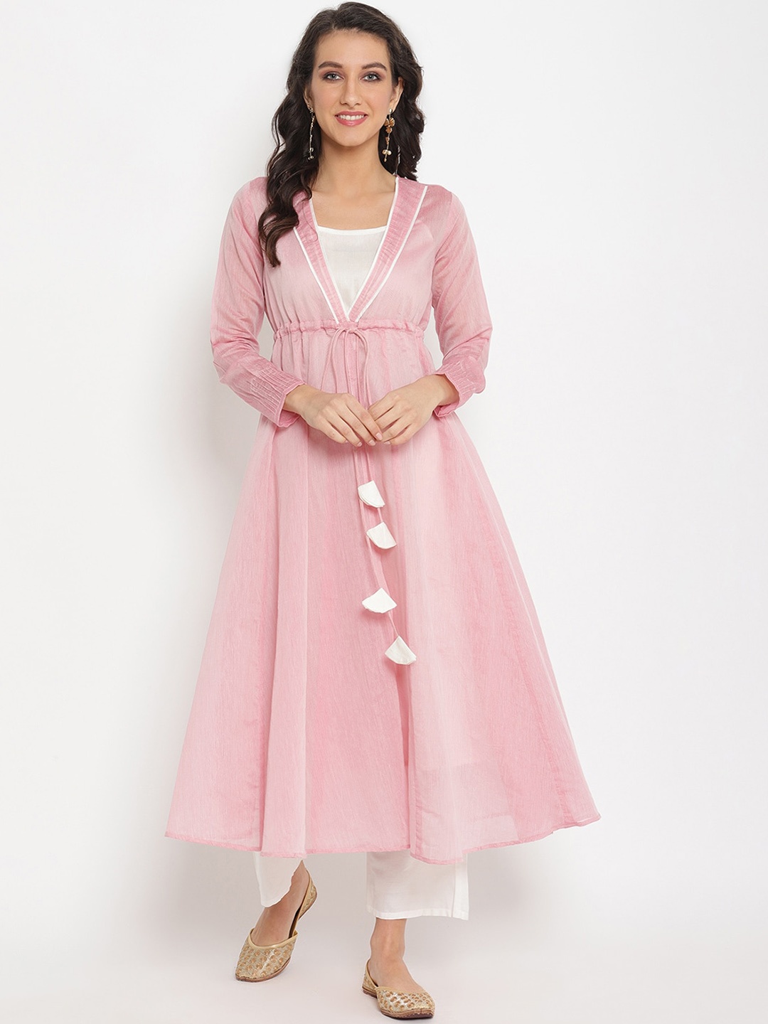 

Abhishti Women Pink Yoke Design Anarkali Kurta