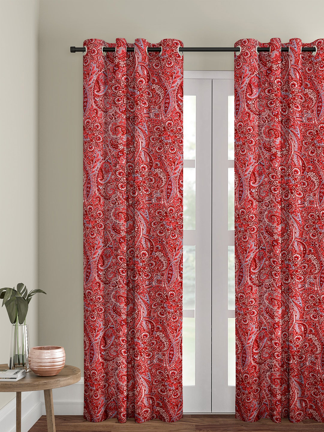 

Cortina Red & Pink Single Printed Long Door Curtain
