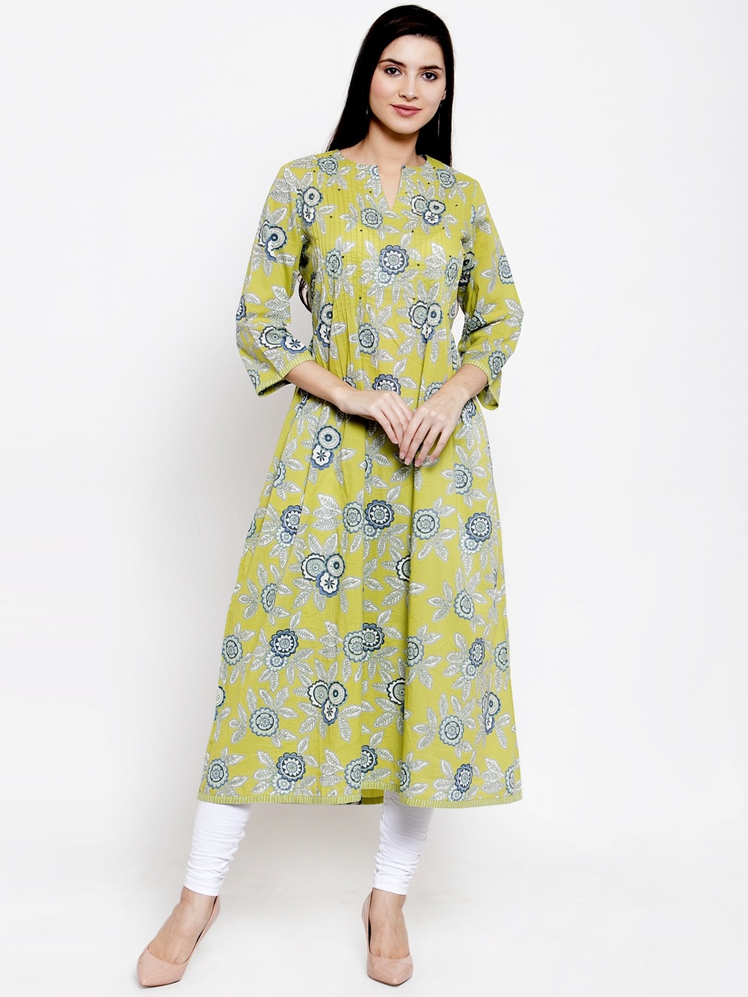 

The Kurta Express Women Green Printed Anarkali Kurta