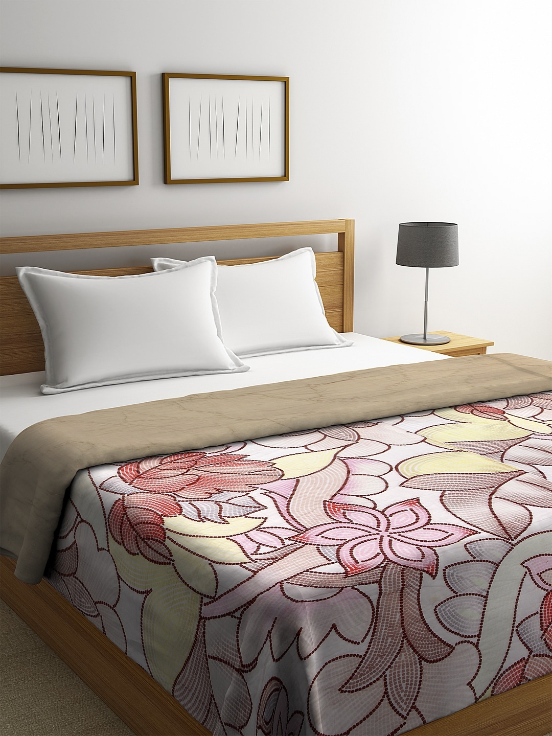 

REME White & Pink Floral Heavy Winter 150 GSM Organic Cotton Double Bed Quilt
