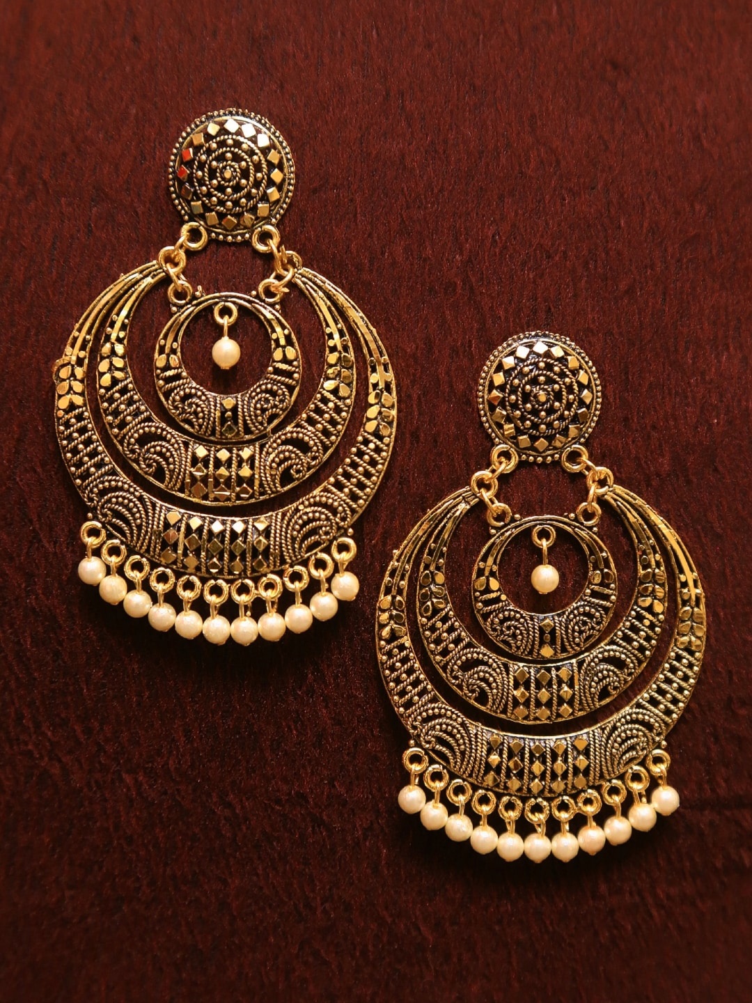 

Crunchy Fashion Gold-Plated Contemporary Chandbalis