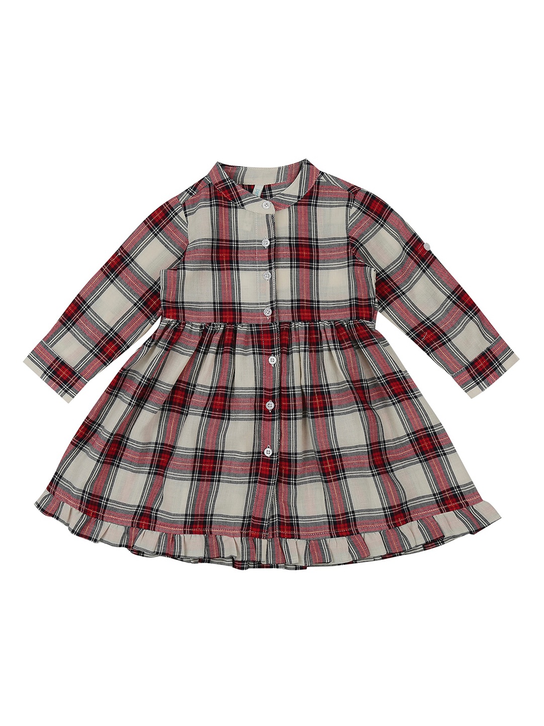 

Pantaloons Baby Girls Off-White Checked Fit and Flare Dress