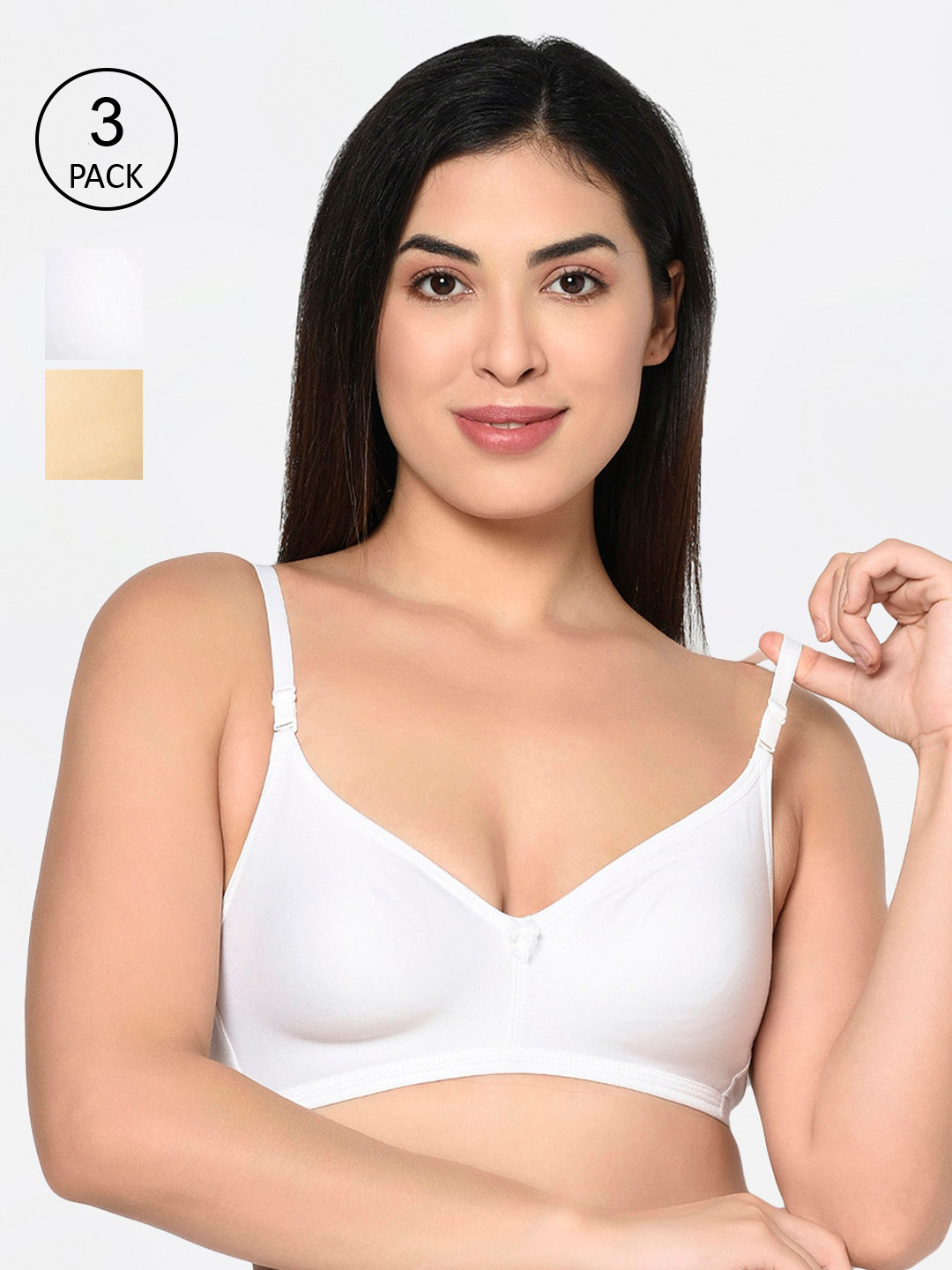 

Bodycare Pack Of 3 Solid Non-Wired Non Padded Everyday Bras 6504WSW-3PCS, White