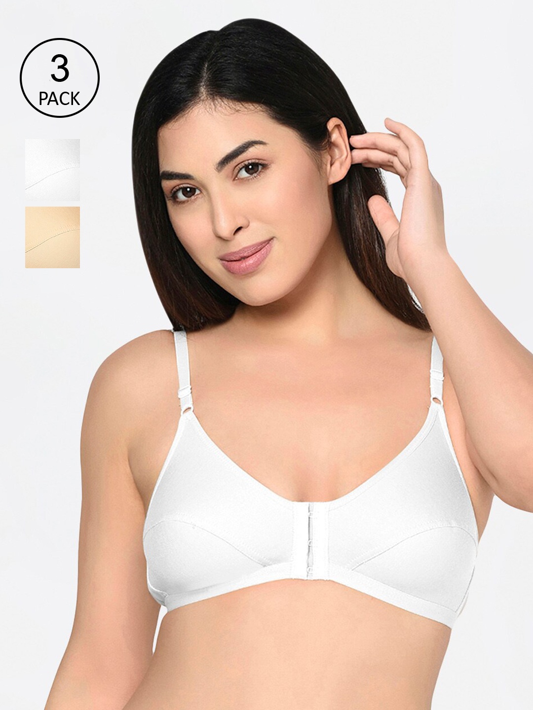 

Bodycare Pack Of 3 Solid Non-Wired Non Padded Everyday Bra, White