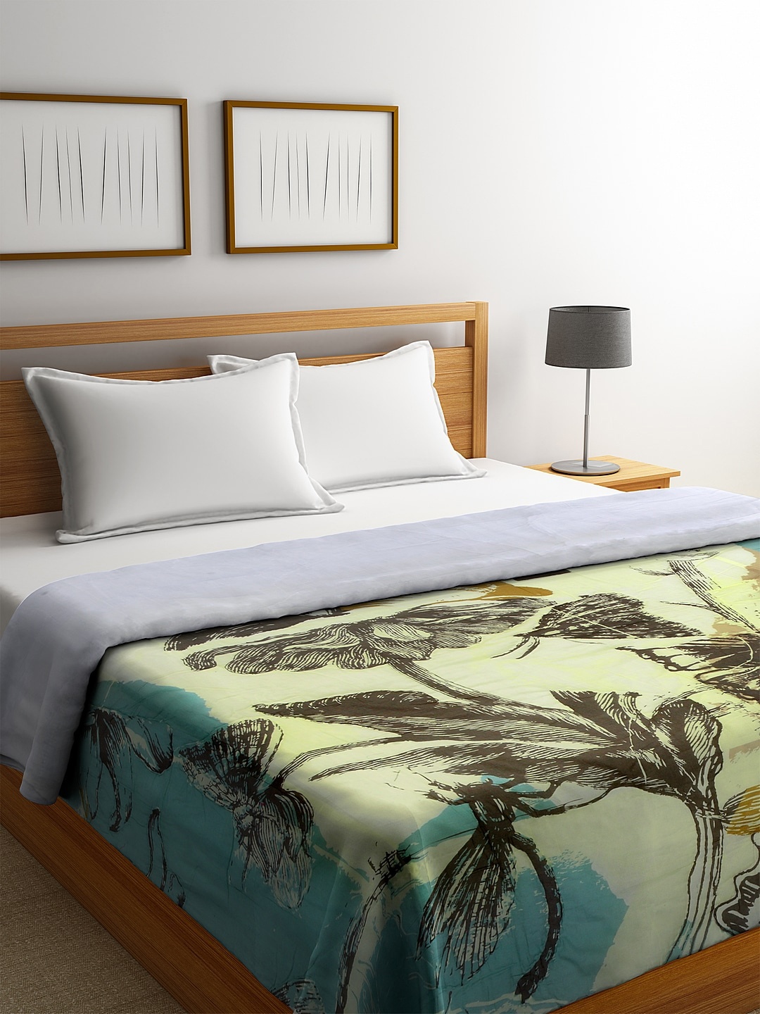 

REME Green & Black Abstract Heavy Winter 150 GSM Pure Organic Cotton Double Bed Quilt