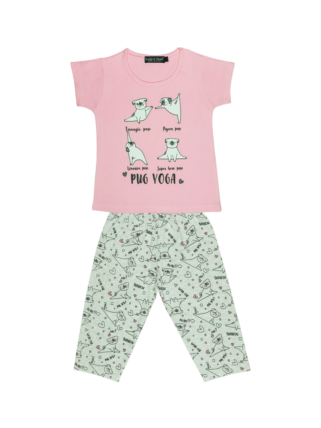 

Todd N Teen Girls Pink & Green Printed T-shirt with Capris