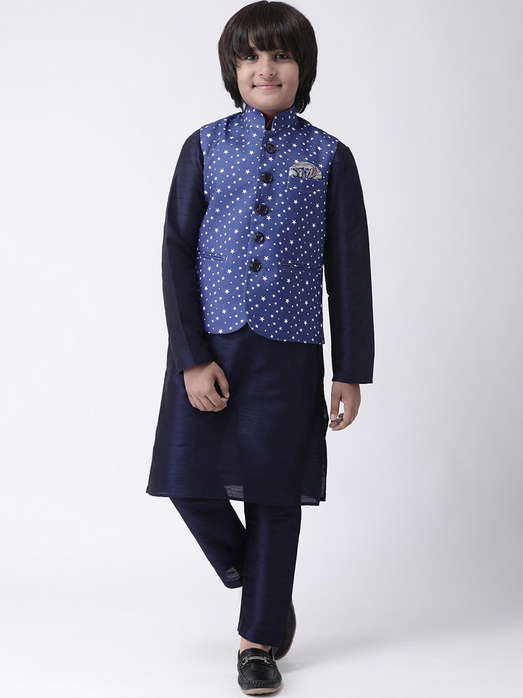 

Hangup Boys Blue Solid Kurta with Pyjamas