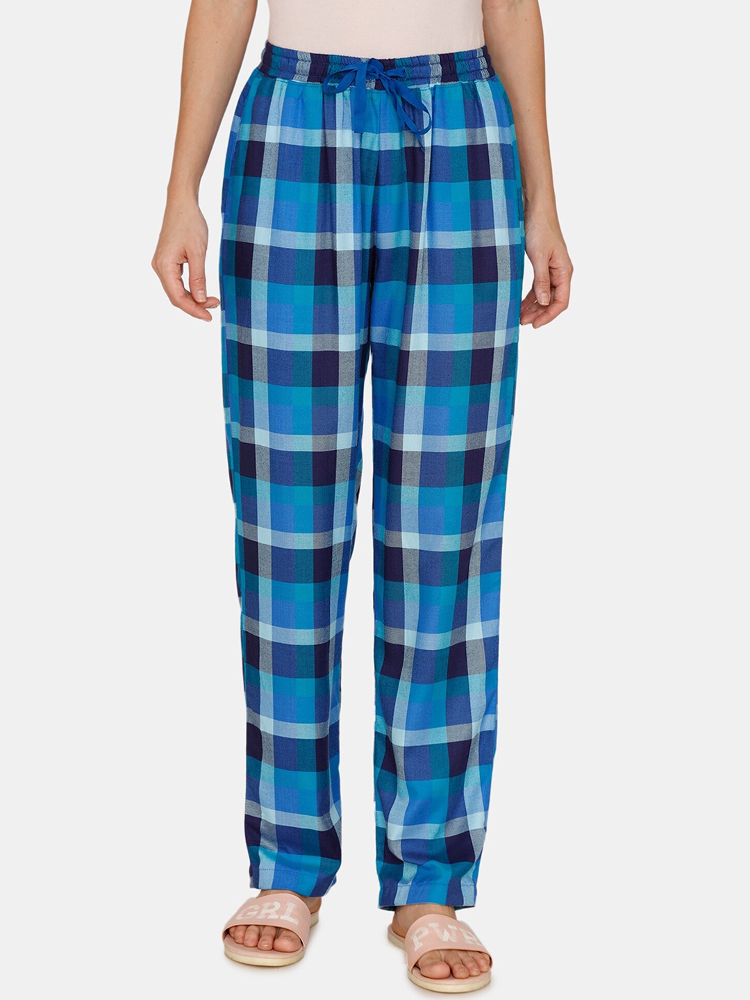 

Zivame Women Blue Checked Lounge Pants