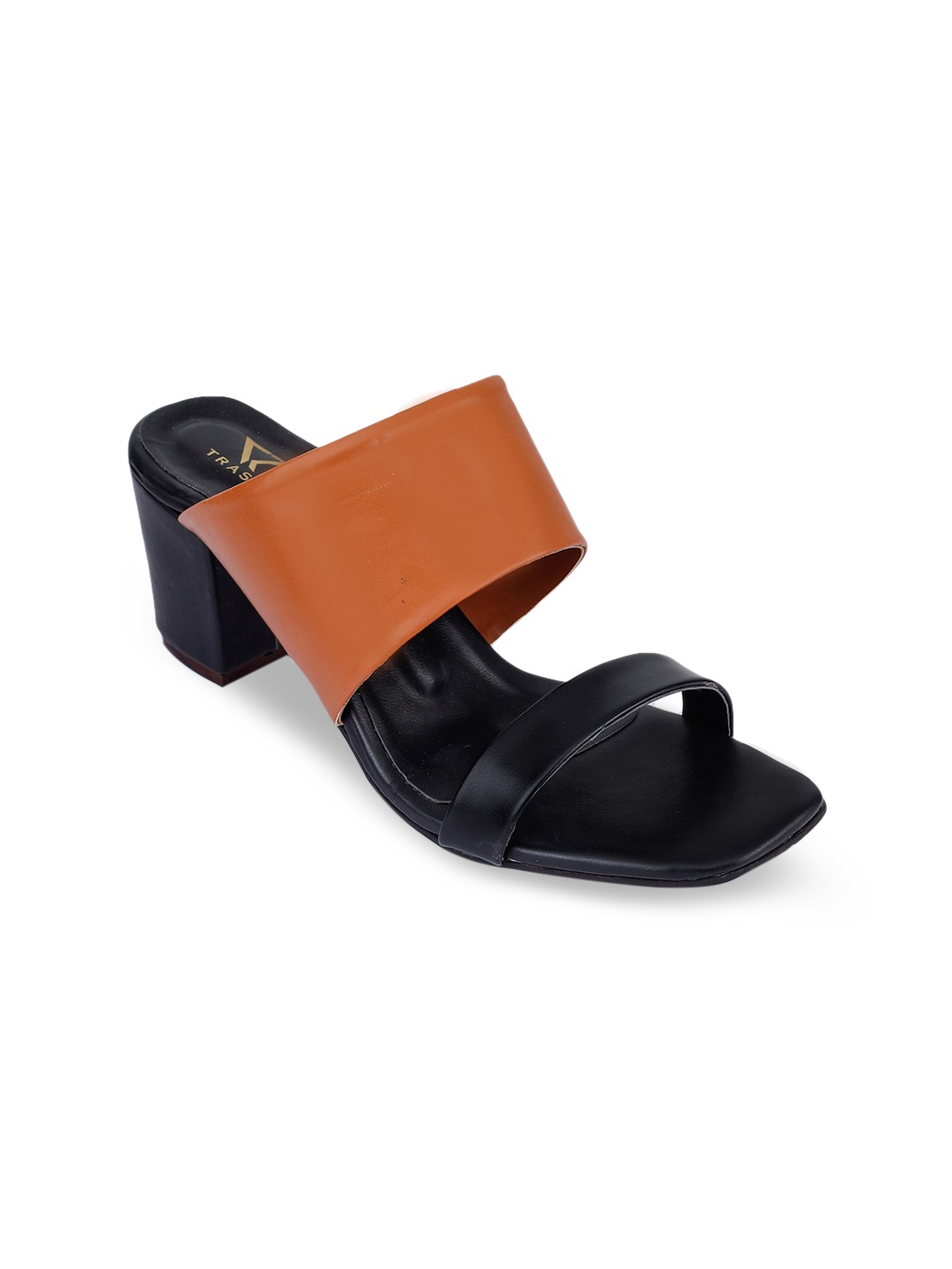 

TRASE Women Brown & Black Solid Block Heels