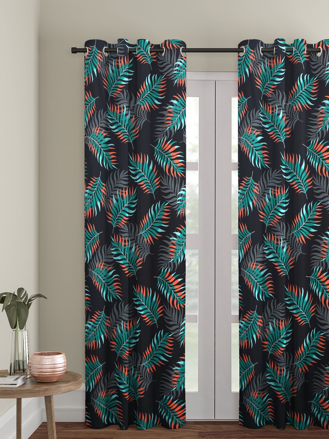 

Cortina White & Green Single Regular Curtain