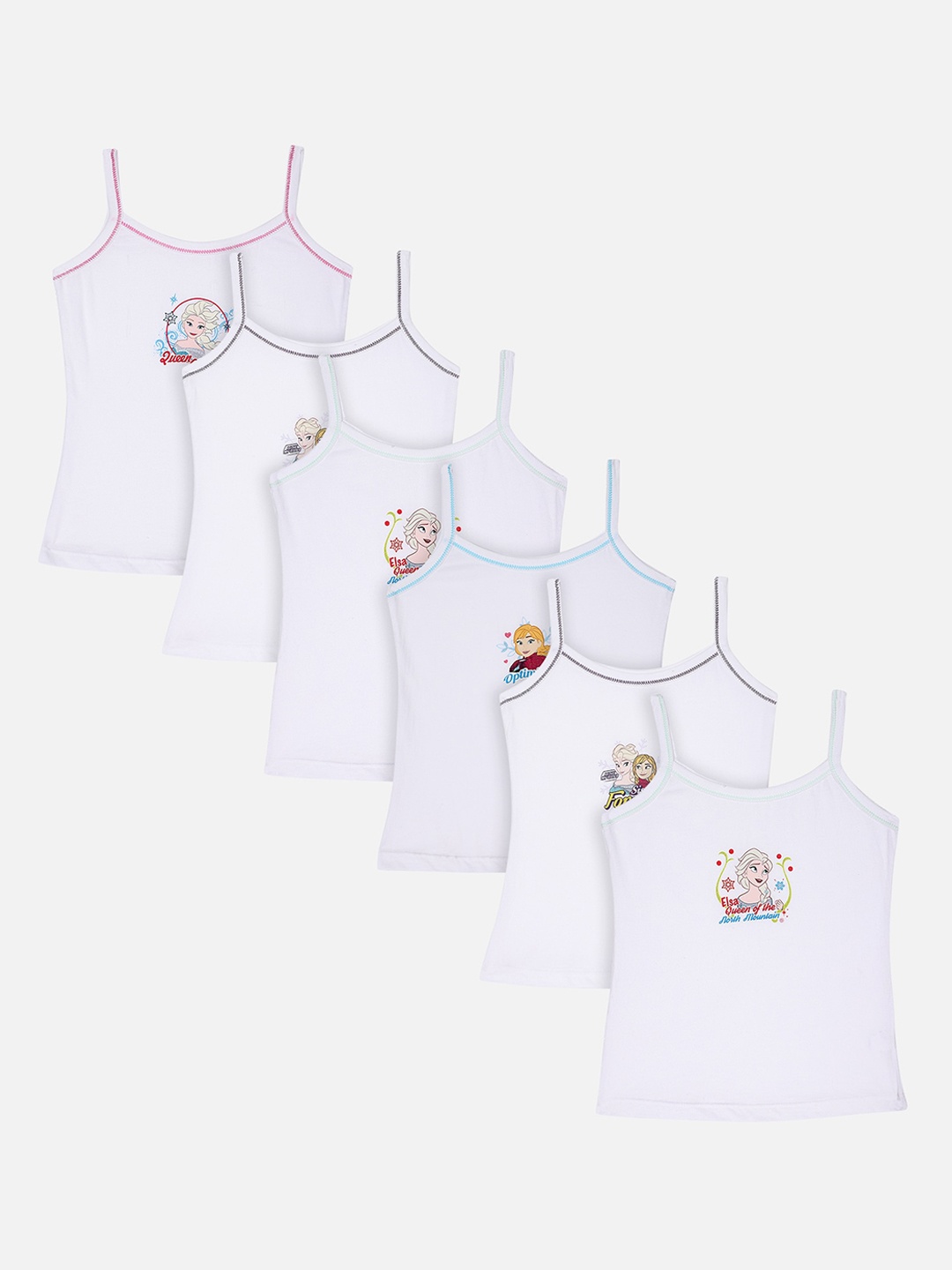 

Bodycare Kids Girls Pack Of 6 Assorted Frozen Printed Innerwear Vests, White