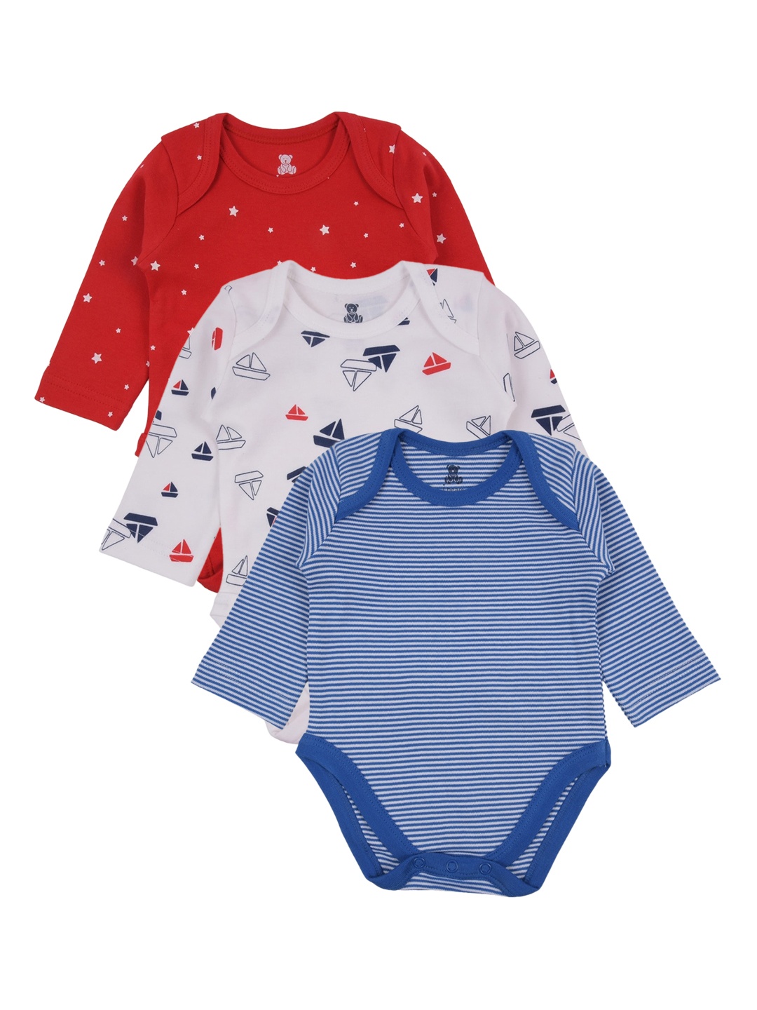 

i bears Unisex Infant Kids Pack of 3 Printed Bodysuits, Red
