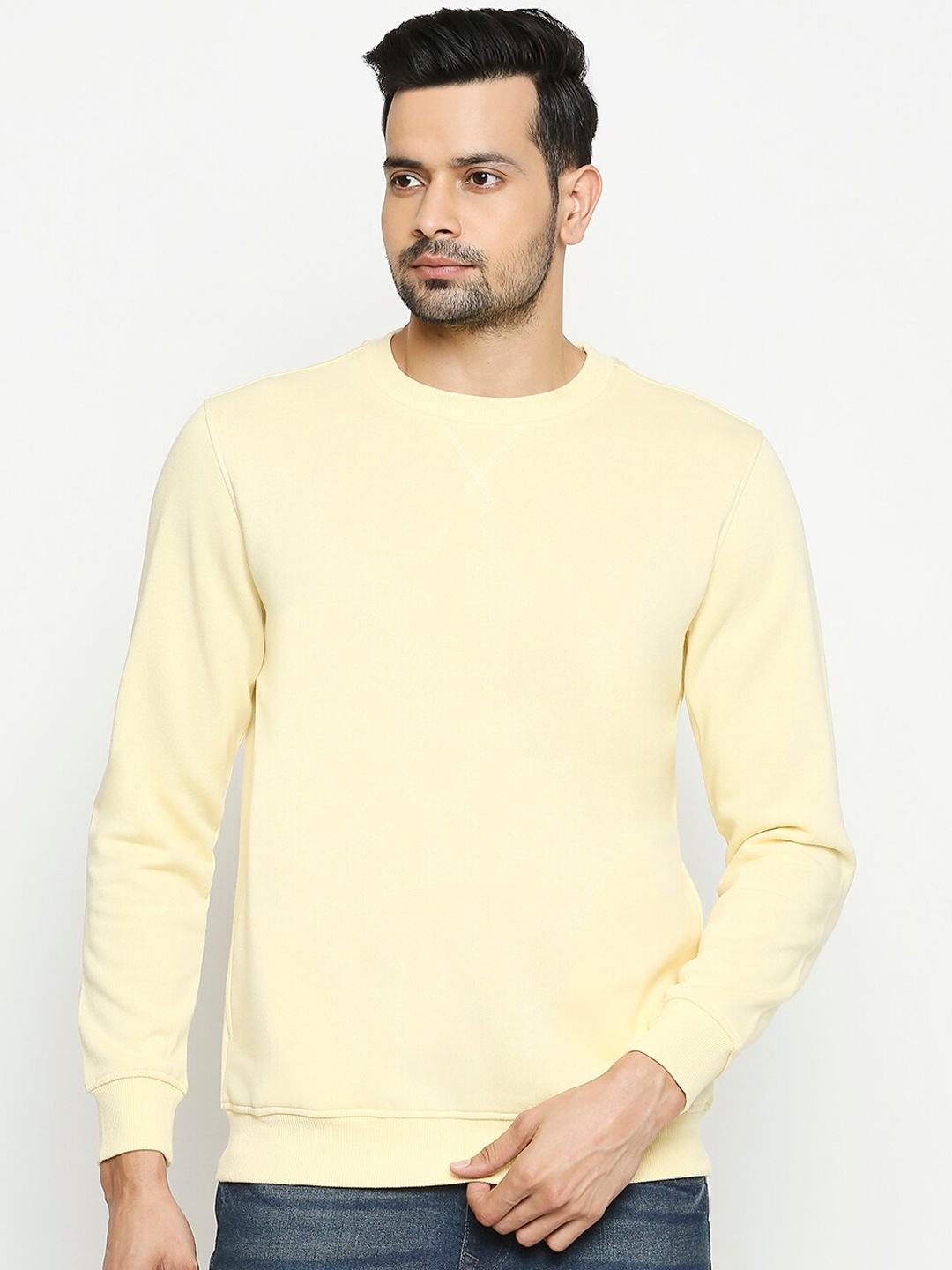 

BYFORD by Pantaloons Men Yellow Solid Sweatshirt