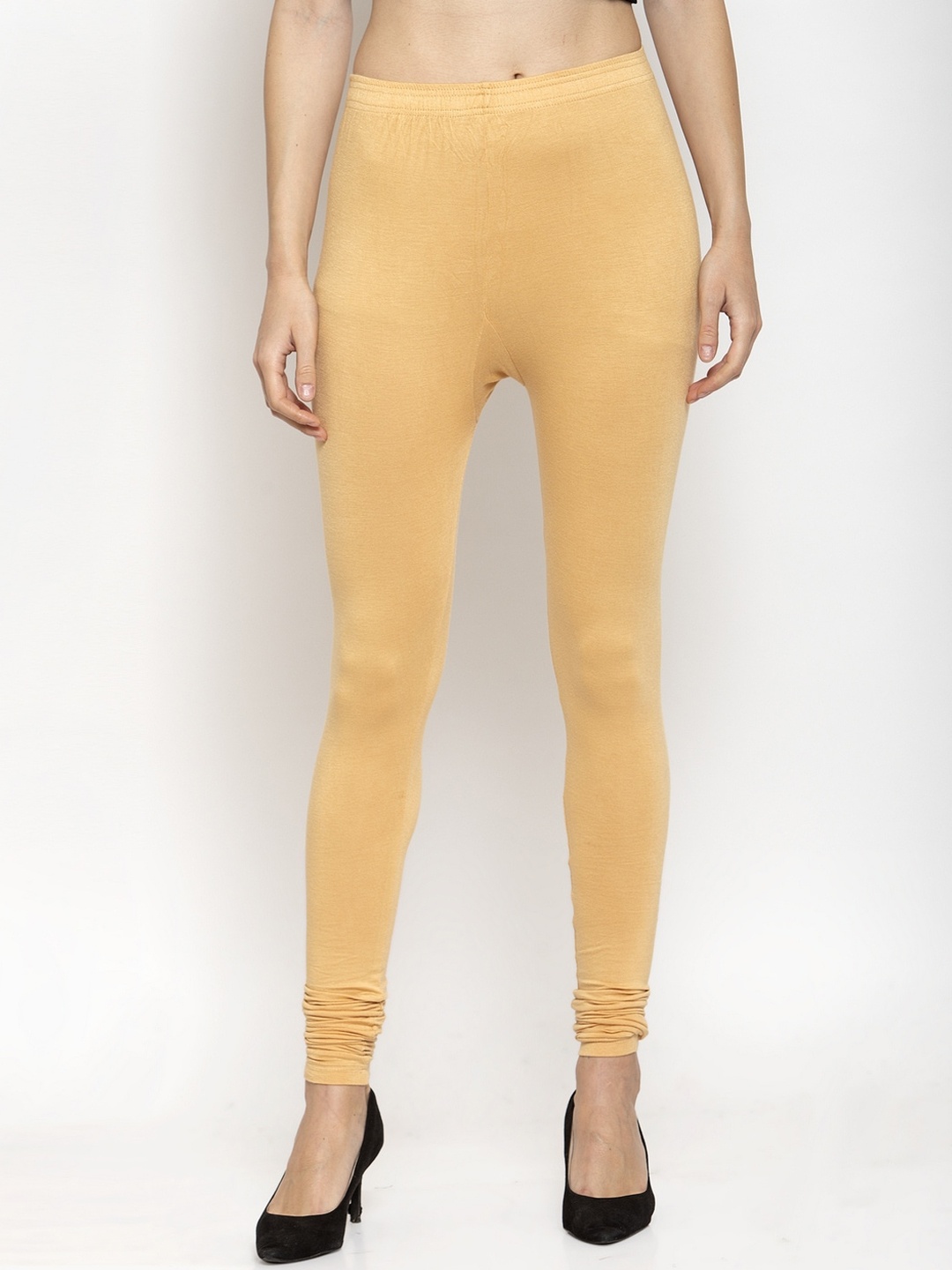

Purple State Women Beige Solid Churidar-Length Leggings