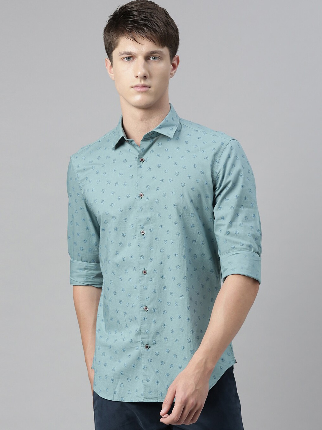 

RARE RABBIT Men Green Regular Fit Printed Casual Shirt