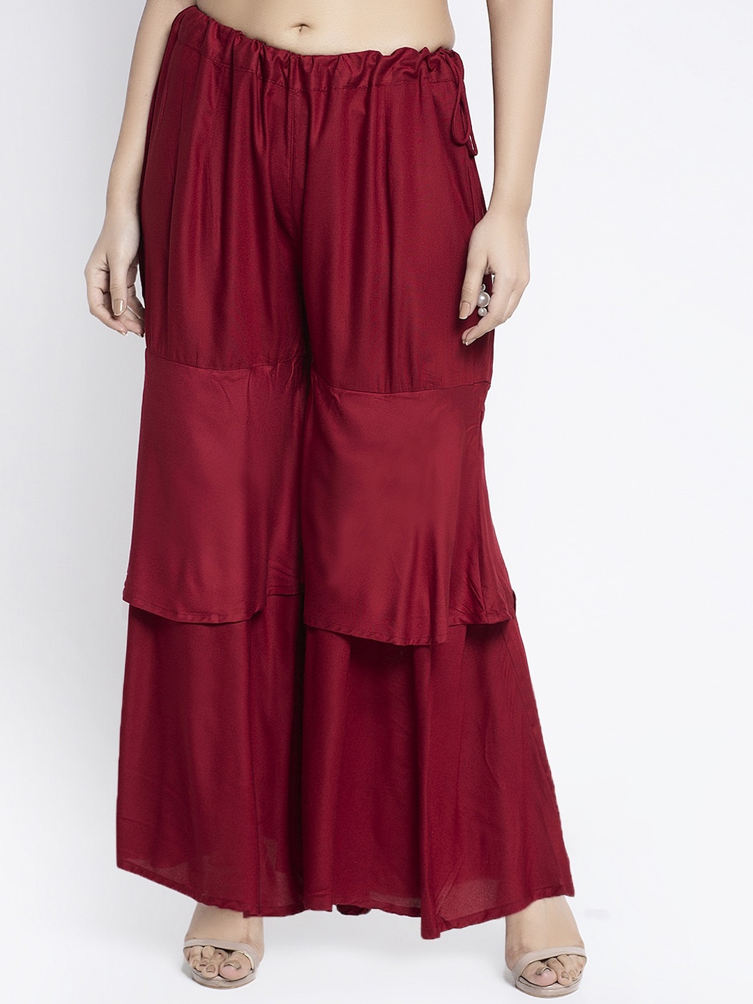 

GRACIT Women Maroon Solid Flared Palazzos
