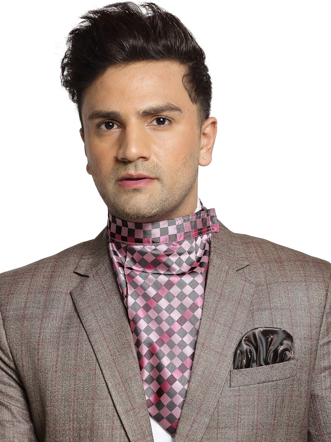 

Alvaro Castagnino Men Pink & Black Checked Cravat