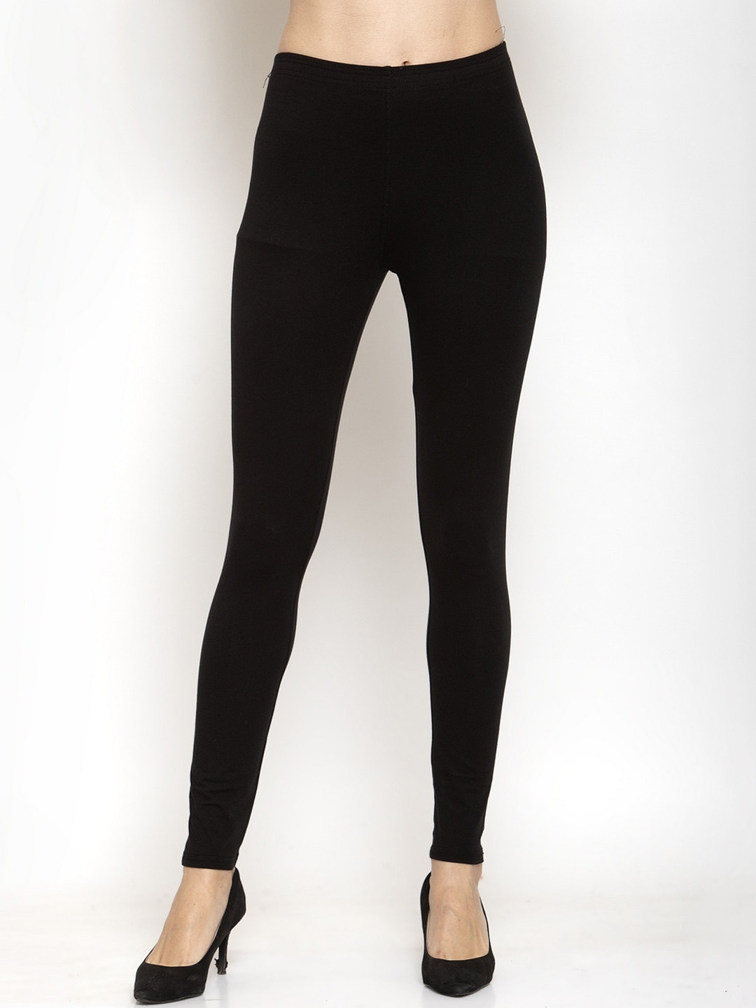 

Purple State Women Black Solid Ankle-Length Leggings