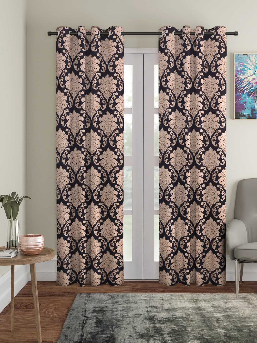 

Cortina Black & Beige Set of 2 Digital Printed Door Curtains
