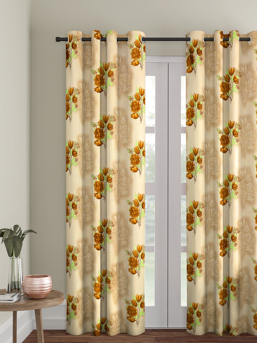 

Cortina Single Floral Printed Door Curtain, Beige