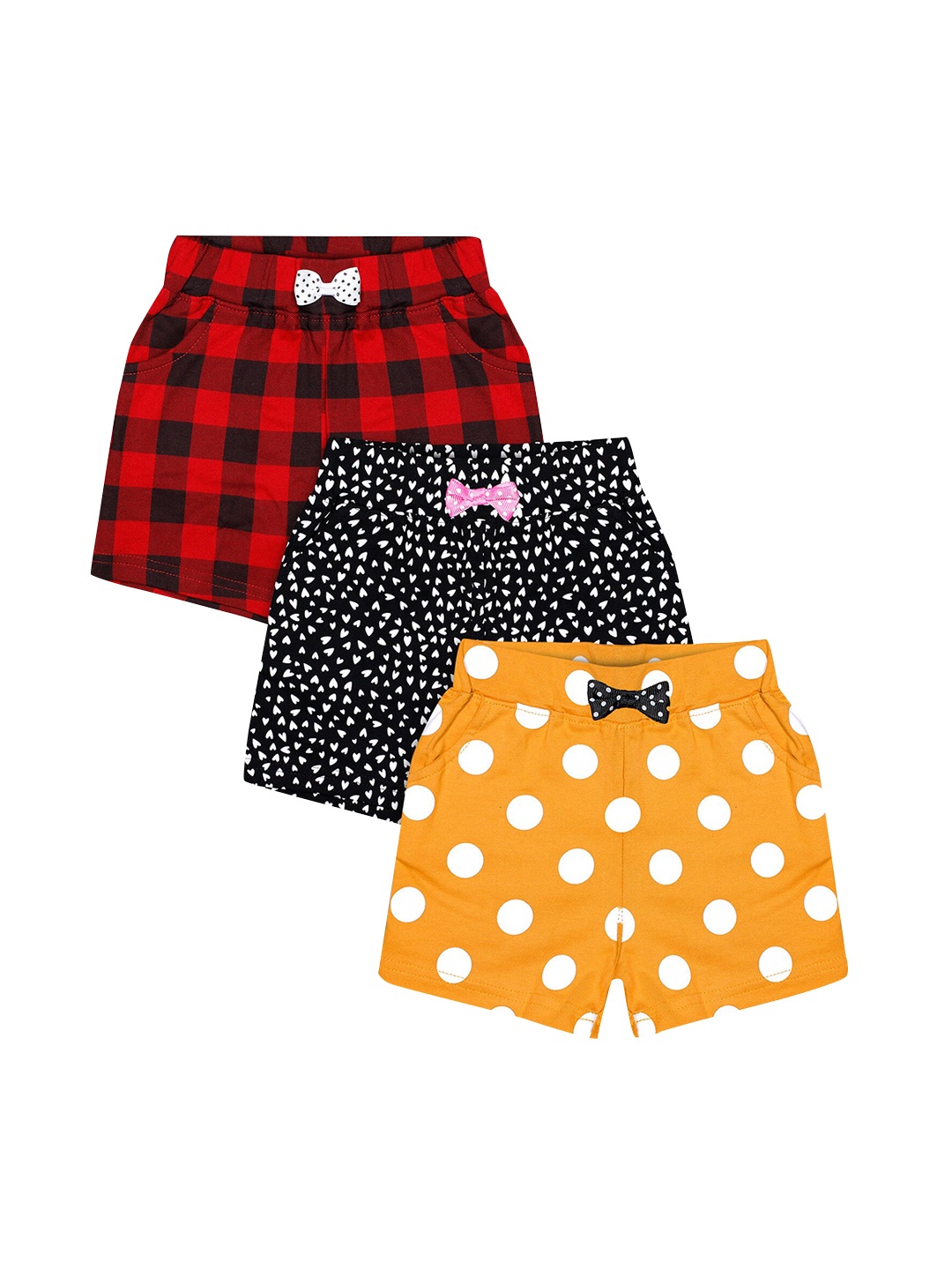 

Aatu Kutty Girls Pack of 3 Multicoloured Checked Regular Shorts, Multi