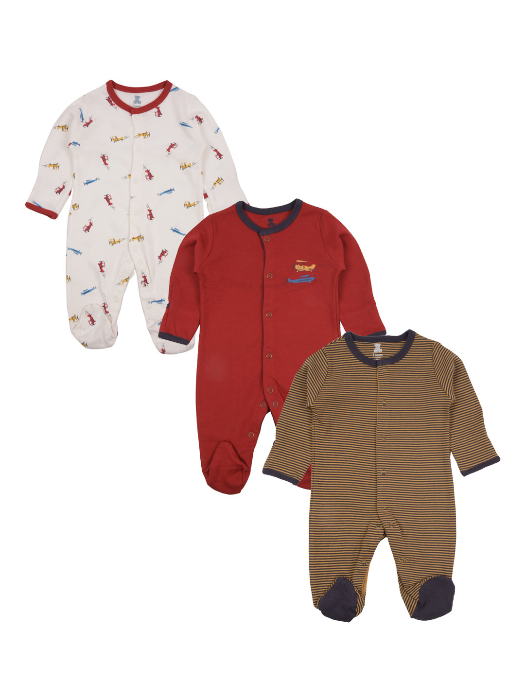 

I Bears Kids Pack of 3 Rompers, White