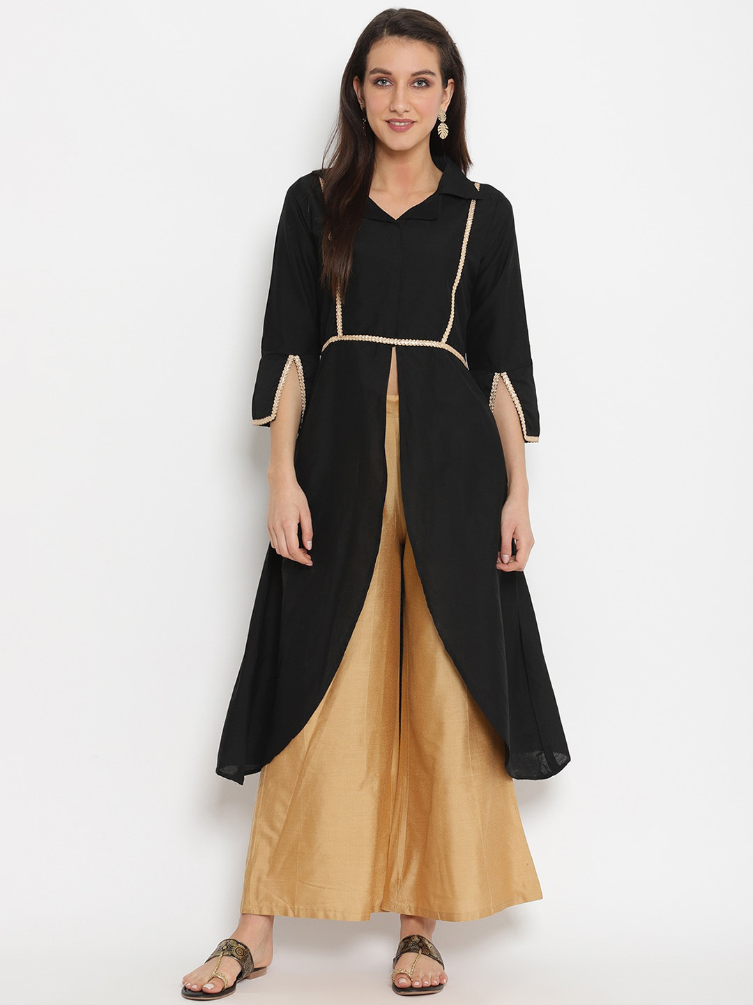 

Abhishti Women Black Solid A-Line Kurta