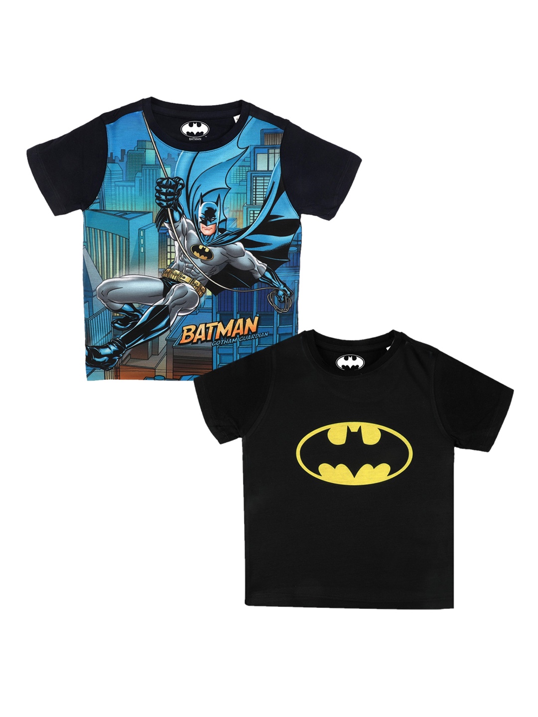 

Batman Boys Pack Of 2 Printed Round Neck T-shirt, Black