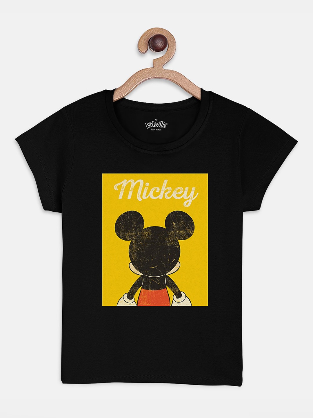 

Kids Ville Mickey & Friends Printed Black T-shirt for Girls